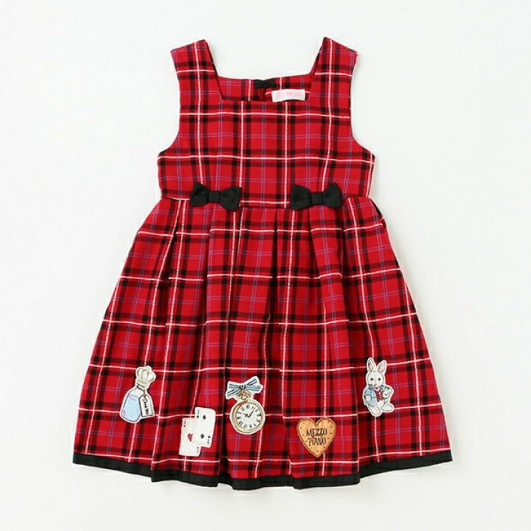 メゾピアノ　アリス柄ワンピース　ジャンパースカート　140 チェック Amazon.co.jp: メゾピアノ アリスモチーフ チェックジャンパースカート